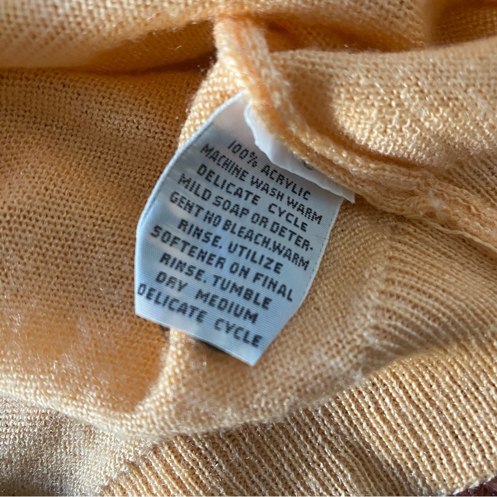 🌈4/$20🌈 Vintage 70s/80s Preppy Pastel Tangerine Orange Sweater Knit Polo M - Picture 14 of 14